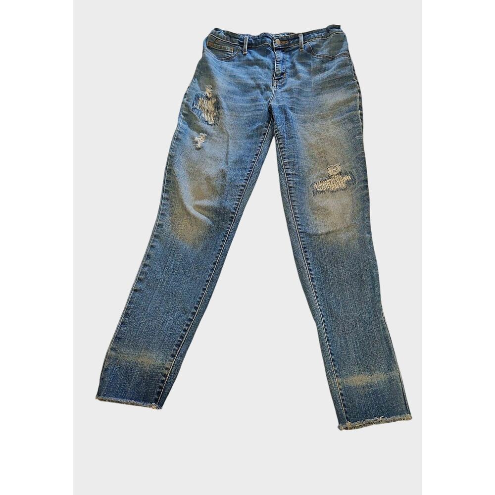 Mossimo Denim High Rise Jegging Jeans 12 / 30 Blue Power Stretch Distressed